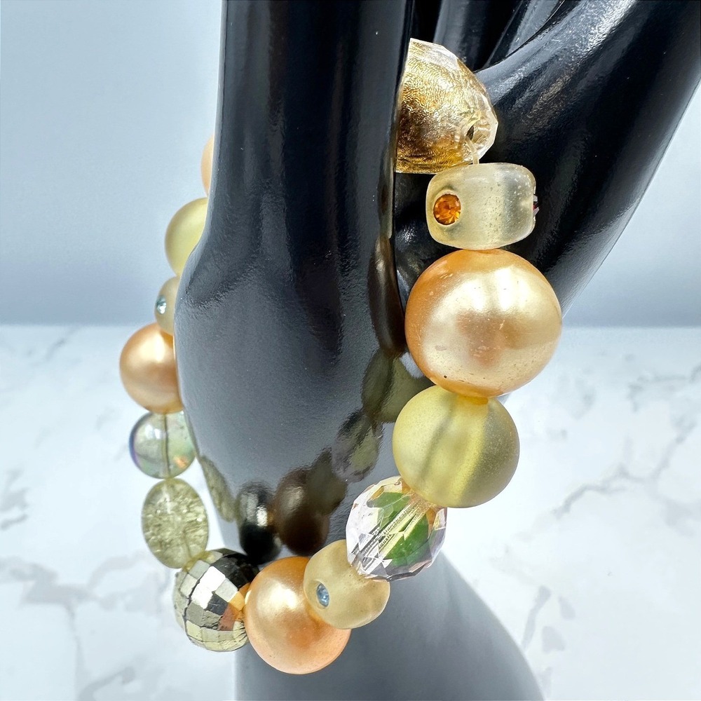 Vintage Rhinestones Multicolor Plastic Faceted Large Beaded Fashion Stretch Boho